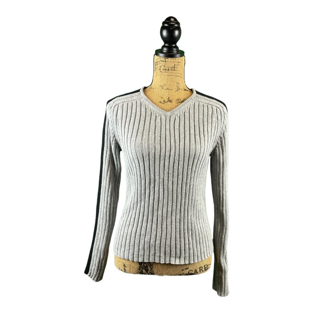 DKNY Jeans Women’s Long Sleeve Pullover Logo Gray and Black Sweater - Pre-Owned